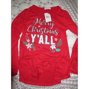 nwt Beautees red sequin southern Christmas long sleeve top girls 14 16